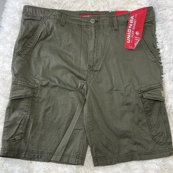 UNIONBAY Montego Cargo Men Shorts Comfort Stretch.6Pockets. Flex Waist Military - Picture 2 of 2